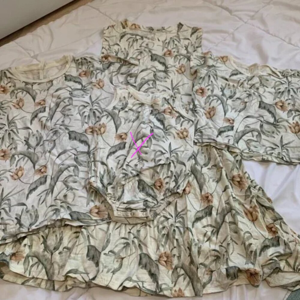 🌿 Rylee + Cru Floral 3-Piece Tropical Mama & Me Bundle | Dress & Tees